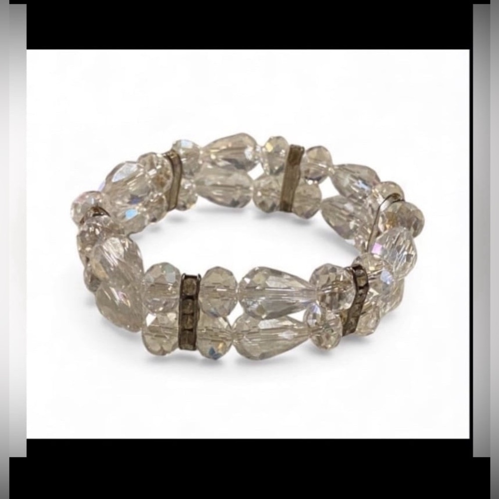 Vintage Crystal Aurora Borealis Rhinestone Bead Bracelet #7304☝️BEST PRICE - Picture 3 of 9